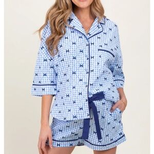Maternity Blue Bow Bingham Pajama Set